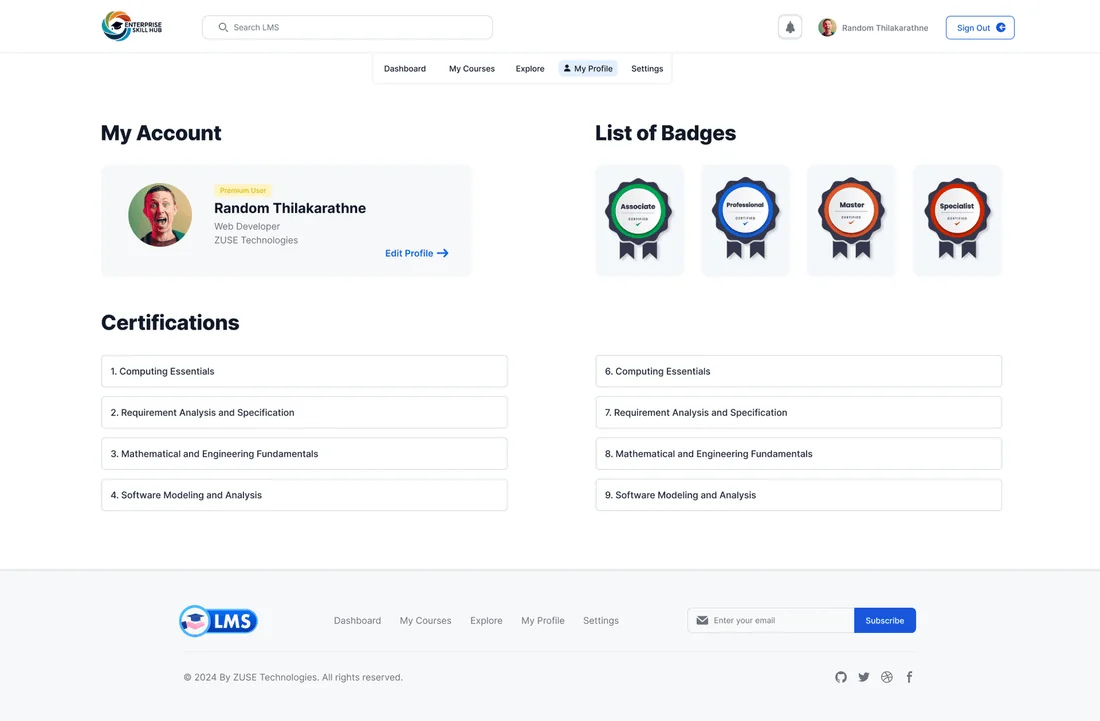 ZUSE Corporate LMS - Profile